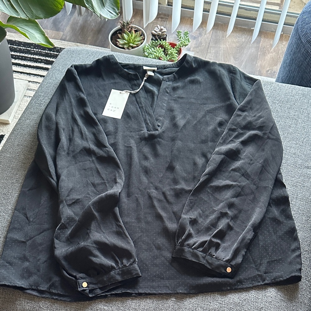 NWT A new day Charcoal Long Sleeve Top